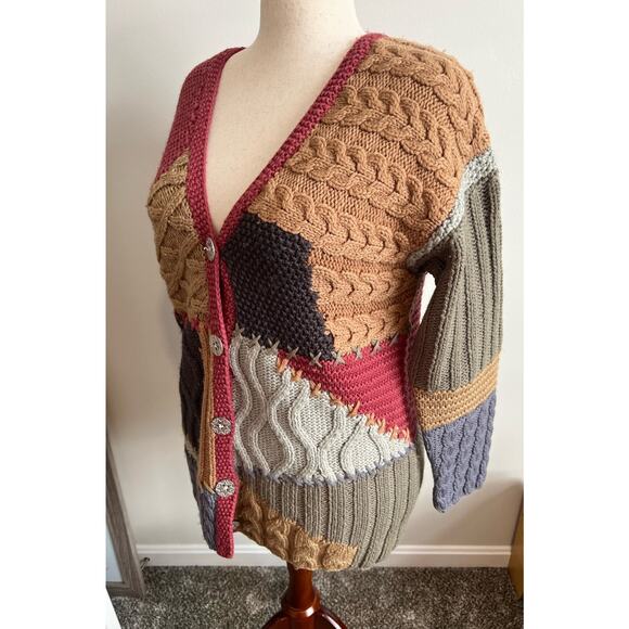 Vintage Marisa Canvas Chunky Knit Wool Cardigan Medium - Picture 3 of 9
